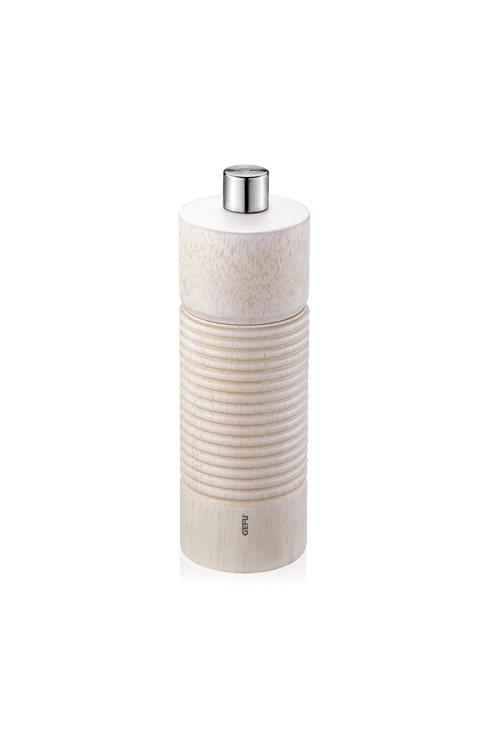 GEFU Salz- oder Pfeffermühle Tedoro - Manuelle Gewürzmühle - Unbefüllt - Verstellbares Keramikmahlwerk - Höhe 14 cm - Weiß