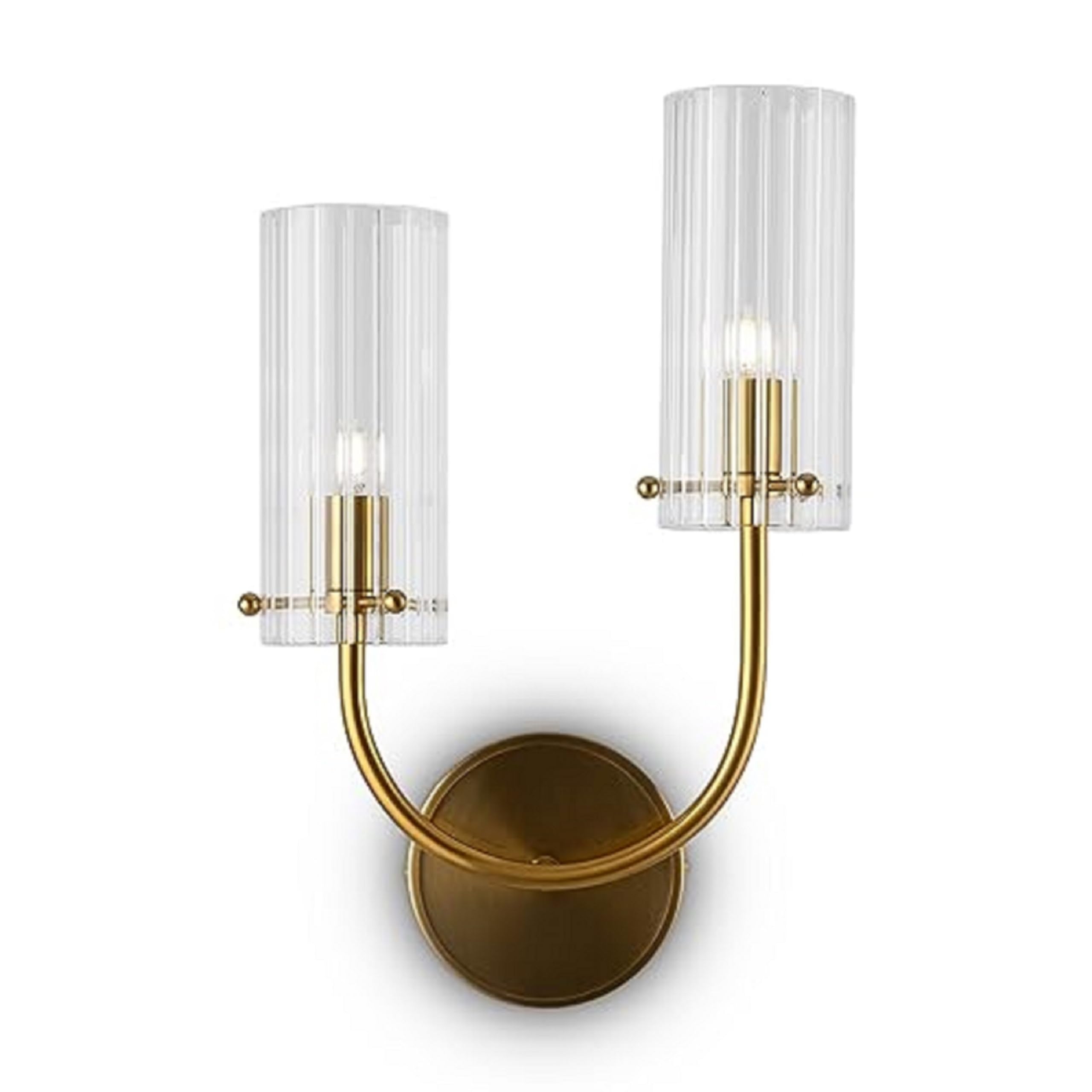 Maytoni Arco Moderne Wandlampe, Wandleuchte, 2-flammig, Messing, Glasschirm, für Wohnzimmer, Schlafzimmer, 2 X G9 40W nicht inkl.