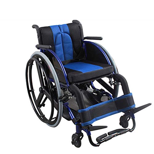 AOLI Sport und Freizeit Rollstuhl, bewegliche Aluminiumlegierung für Behinderte Rollstuhl-Folding, Freizeit Sport Scooter, faltbar mit Eigenantrieb Rollstuhl, Schwarz,Schwarz
