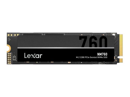 Lexar NM760 1TB SSD, M.2 2280 PCIe Gen4x4 NVMe Interne SSD, Bis zu 5300 MB/s Lesen, Bis zu 4500 MB/s Schreiben, Internal Solid State Drive für PS5, PC, Laptop, Gamer, Profis (LNM760X001T-RNNNG)