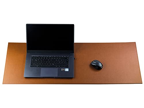 DELMON VARONE - XXL Schreibtischunterlage 100x40 cm aus veganem Kunstleder für Büro & Home Office braun - Mauspad Schreibunterlage extra lang - Schreibtisch-Unterlage ideal auch als Mousepad