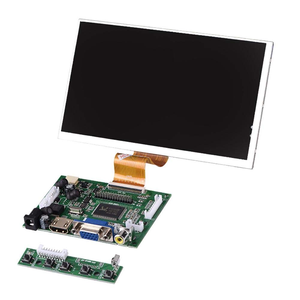 Nunafey HDMI-Display, 1024X600-Bildschirm, Multifunktionskompatibel für Raspberry Pi Mobile DVD AV-System