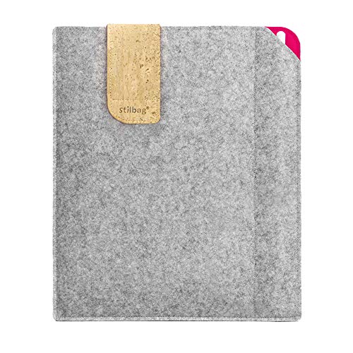 Stilbag Filztasche für Samsung Galaxy Tab A 8.0 (2019) | Etui Case aus Merino Wollfilz und Kork mit Stylus Fach | Modell KUNO in hellgrau - pink | Tablet Schutz-Tasche Made in Germany