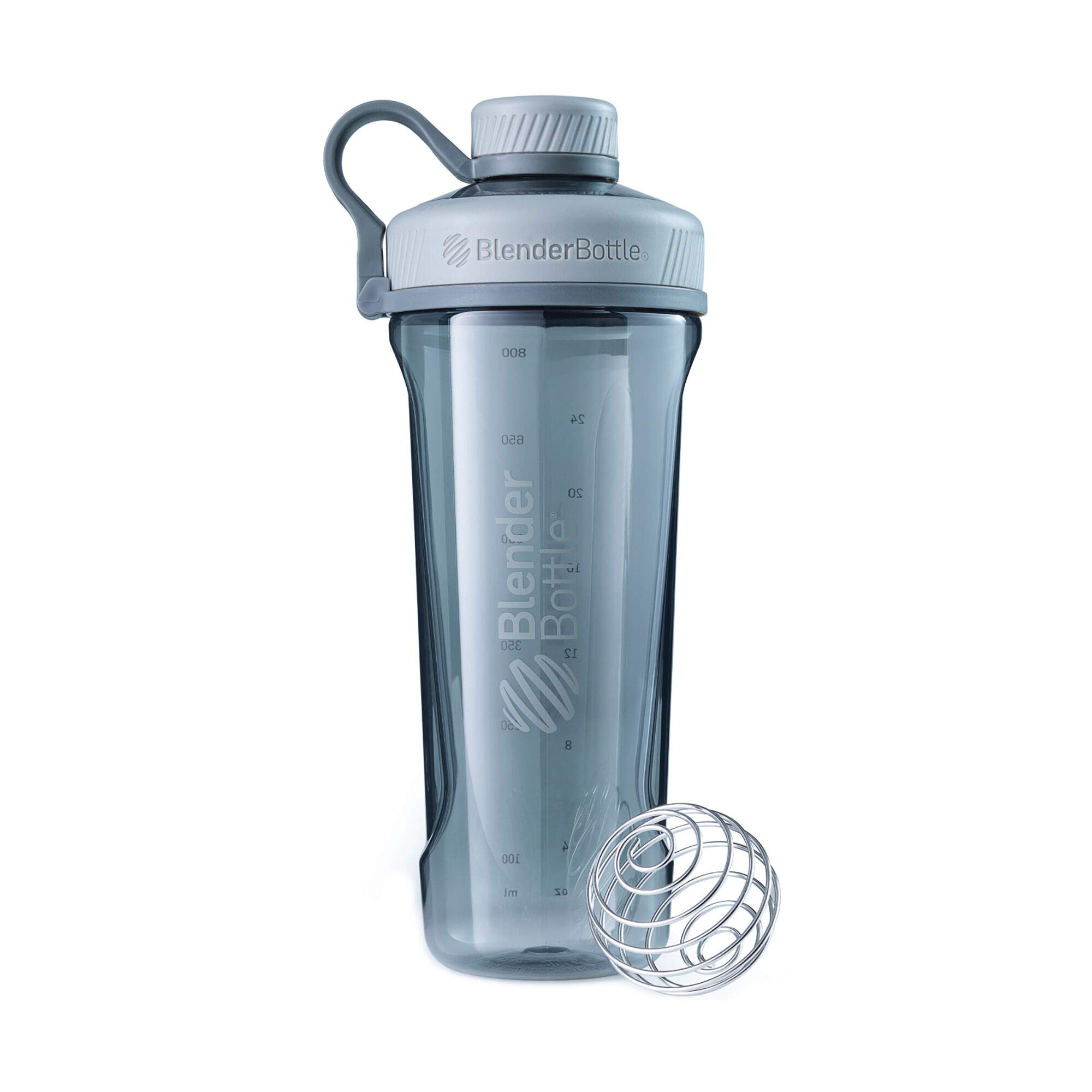 BlenderBottle Radian Tritan Trinkflasche mit BlenderBall, geeignet als Eiweiß Shaker, Protein Shaker, Wasserflasche, BPA frei, skaliert bis 700 ml, Fassungsvermögen 940 ml, grau