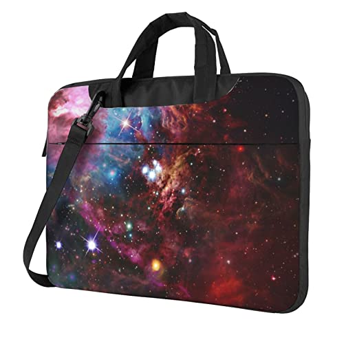Night Sky Outer Space bedruckte Laptop-Umhängetasche, Laptop- und Tablet-Schultertragetasche, Schwarz , 14 inch
