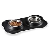 Pet BowlHaustier schusselEdelstahl-    Doppelmund-Hundenapf Silica Gel Bone Type Pet Bowl für kleine und mittlere Hundezubehörzubehör Accerssories-A_S