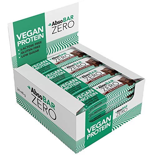 AbsoBAR Zero 24 Proteinriegel (24x40g) mit veganen Proteinen, Schokoladen-Geschmack, hochwertiger pflanzlicher Eiweißriegel aus Reis- und Erbsenproteinen