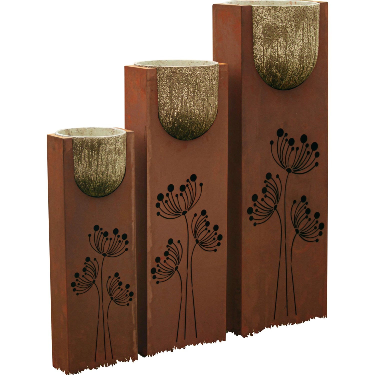 Ferrum Art Design Säulen-Set Stone 144 cm x 120 cm Rostoptik