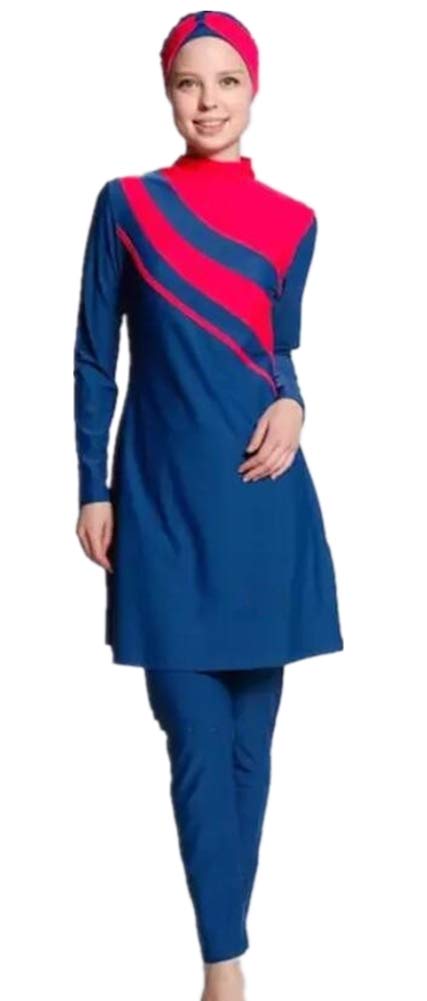 TianMai Neue Muslimische Bademode Muslim Islamischen Bescheidene Full Cover Badebekleidung Modest Swimwear Beachwear Burkini für Frauen (Blau 2, Int'l L (EU-Größe 38-40))