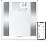 Soehnle Shape Sense Connect 100 mit Bluetooth Personenwaage plus App, Waage für BIA-Premium-Körperanalyse, Körperfettwaage mit großem LCD-Display