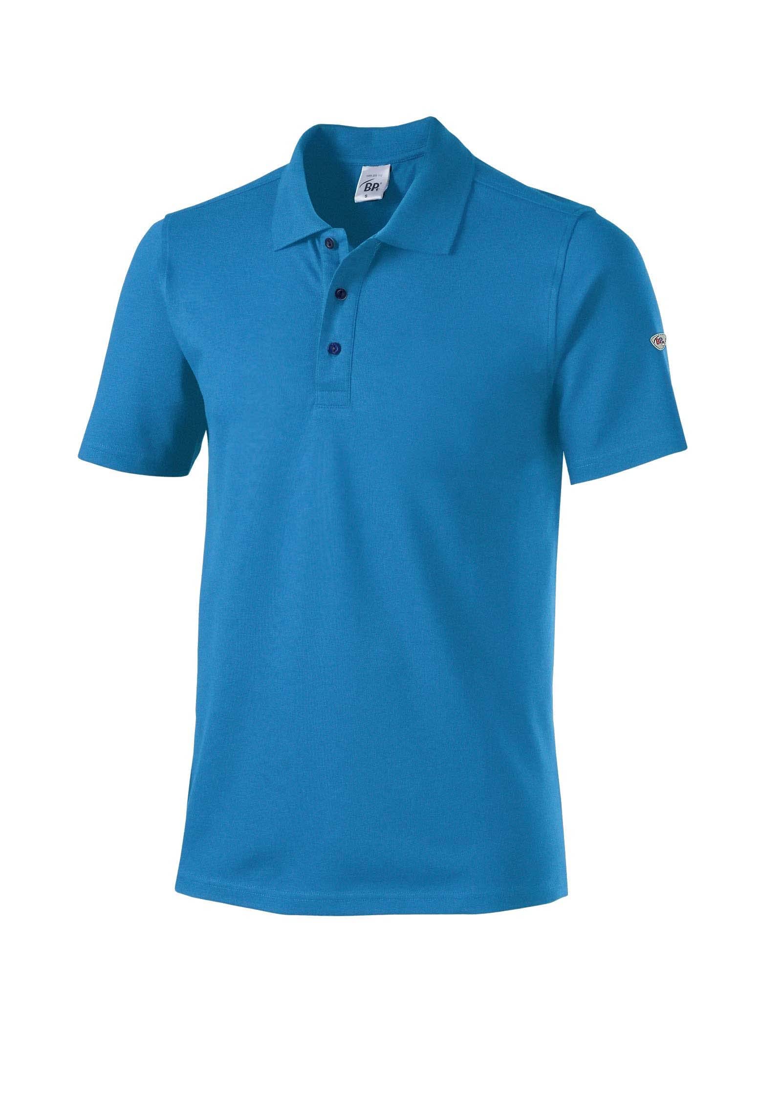 BP 1712-230-0116-L Unisex-Poloshirt, 1/2 Ärmel, Polokragen mit Knopfleiste, 70 cm, 195,00 g/m² Baumwolle mit Stretch, azurblau, L