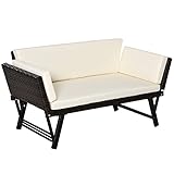 Outsunny Polyrattan Gartensofa 2 Sitzer Gartenmöbel Loungesofa Gartenbank Gartenliege klappbar Armlehnen Stahl Braun 129 x 63 x 67 cm