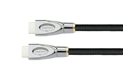 PYTHON® Series PREMIUM High-Speed-HDMI Anschlusskabel mit Ethernet - 4K2K / UHD / Ultra HD / Full HD - Kupferleiter (OFC), 3D-Unterstützung, Dreifachschirmung, Nylongeflecht - schwarz, 3 m