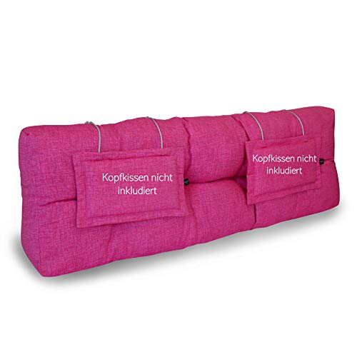 LILENO HOME Palettenkissen Set Pink - Rückenkissen 120x40x20 cm - Polster für Europaletten - Palettenkissen Outdoor als Sitzkissen für Palettenmöbel