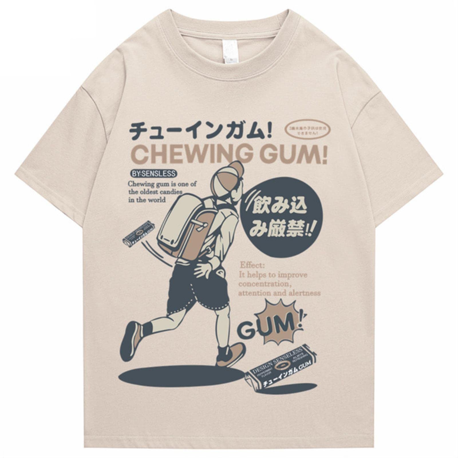 Hip Hop Herren T Shirt Streetwear Japanisches Kanji T Shirt 2022 Sommer Kurzarm T Shirt Baumwolle Harajuku Tees-Khaki, M