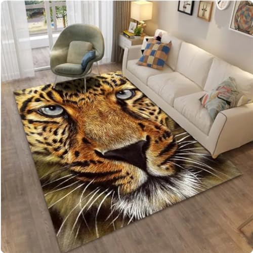 ZAMOUX Löwe Panther Tiere 3D-Gedruckter Teppich Für Wohnzimmer Großer Teppich Spielmatte Schlafzimmer Kinderzimmer Heimdekoration 100x160cm
