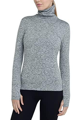 TCA Warm-up Damen Thermo-Laufshirt mit Rollkragen - Langarm - Quiet Shade Marl (Grau), S