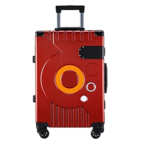 SUICRA Gepäckgurt-Handgepäck Round Design Trolley Case Aluminum Frame Silent Cabin Luggage Good Storage Box (Color : Red, Size : 24")