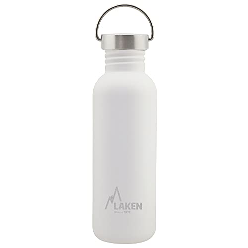 Laken Basic Edelstahlflasche, Trinkflasche Weite Öffnung mit Edelstah Schraubverschluss, BPA frei 0,75L, Weiß