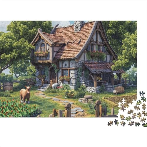 BauernhofPuzzle 500 Teile Erwachsener, Stone Haus500 Puzzleteilige, Bwechslungsreiche Puzzle Für Erwachsene, Puzzle Erwachsene, Familiendekorationen 500pcs (52x38cm)
