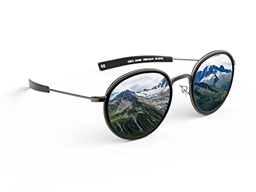 BËRGSTEIGER Montium Premium-Sonnenbrille polarisiert - Pilotenbrille für Damen Herren - federleichte & robuste Sportbrille oval mit UV-Schutz - Geschenkidee für Bergsteiger (Ovalis - nachtschwarz)