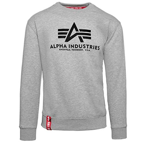 Alpha Industries Herren Basic Sweater Pullover, Grau (Grey Heather 17), Large