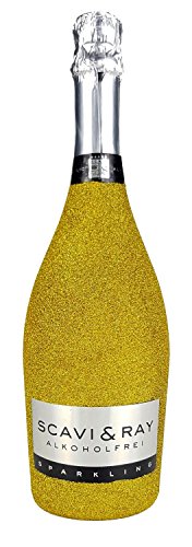 Scavi & Ray Alkoholfrei Sparkling 0,75l (<0,03% Vol) Bling Bling Glitzerflasche in gold -[Enthält Sulfite]