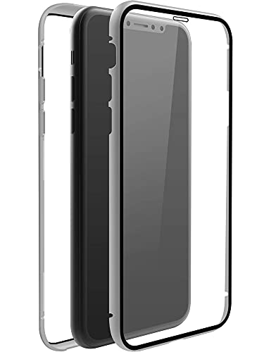 Black Rock - 360 Glass Case Hülle für Apple iPhone 11 Pro Max | Magnetverschluss, TPU, Cover, kabelloses Laden, Kratzschutz, (Transparent mit silbernem Rahmen)