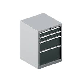 Schäfer Shop Pure Schubladenschrank 27-27, 4 Schübe, bis 75 kg, B 564 x T 572 x H 800 mm, anthrazitgrau/weißaluminium