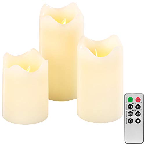 Britesta LED Kerzen mit Timer: 3er-Set dimmbare LED-Echtwachskerzen, bewegliche Flamme, Fernbedienung (LED Kerzen mit Fernbedienung)