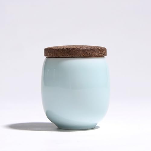 WXMYOZR Kleine Urnen für menschliche Asche Kursfrequenz, Celadon Keramik Ice Crack Memorial Andenken -Einäscherung,Blau,Mirror Finish