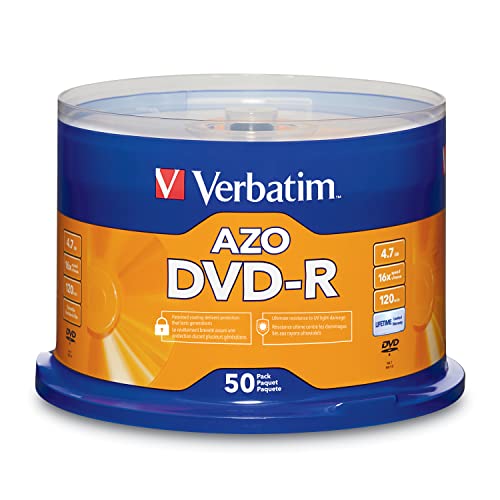 Verbatim DVD-R Blanko-Discs AZO Dye 4,7 GB 16 x beschreibbare Disc – 50 Stück Spindel