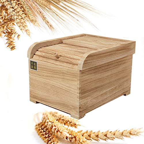 Reis Box, GODNECE Reis Behälter 5KG Küche Box Holz Reis Container Holzbox Küche Lebensmittel Aufbewahrungsbox mit Deckel (Holzfarbe)