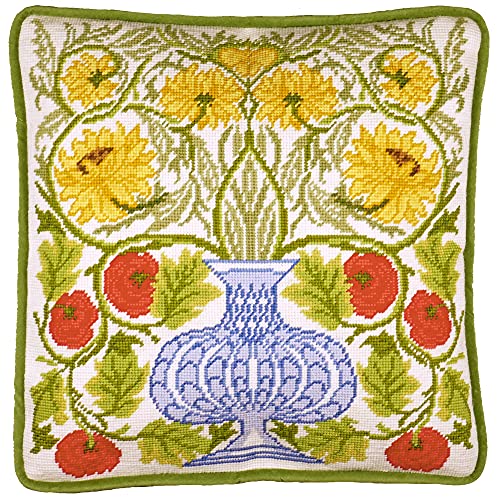 Bothy Threads Gobelin-Stickkissen Set "Vase mit Rosen", Stickbild vorbedruckt, TAC15, 36x36cm