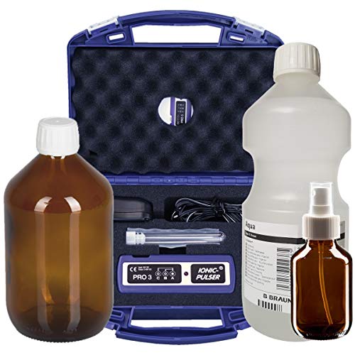 Ionic-Pulser® PRO3 Silber-Generator + Wasser + Medizinflasche und Sprühflasche