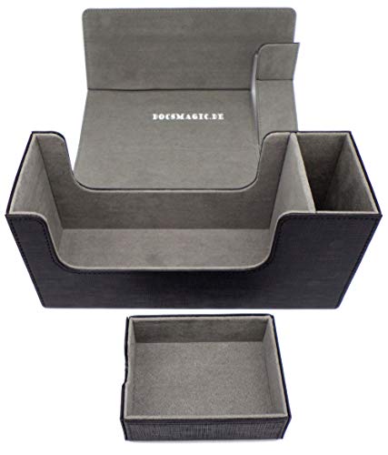 docsmagic.de Premium Magnetic Tray Long Box Black Small - Card Deck Storage - Kartenbox Aufbewahrung Transport Schwarz