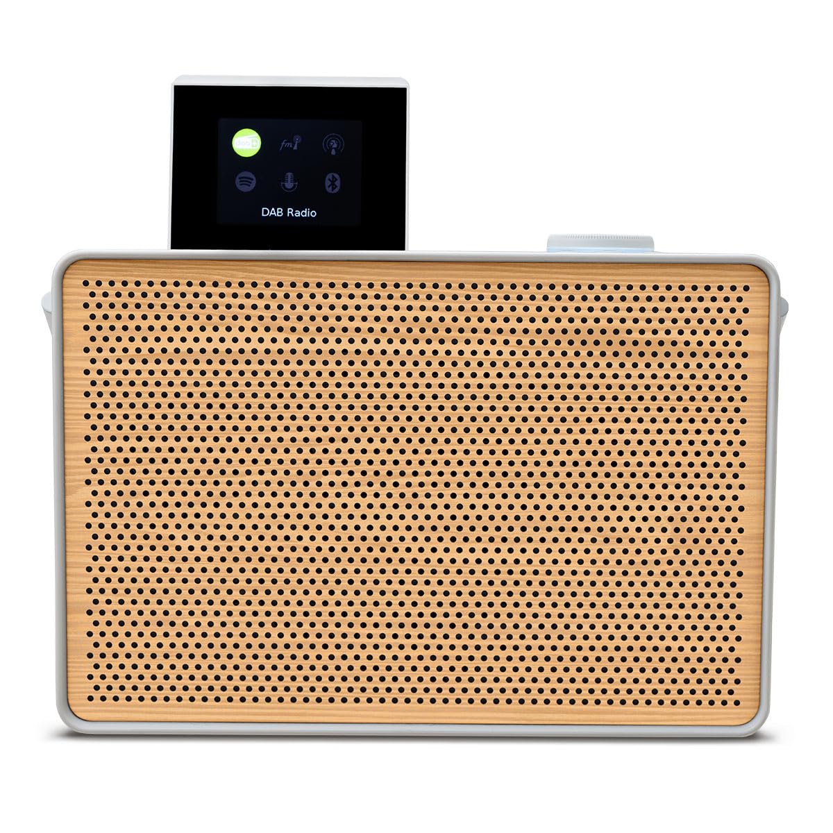 Pure Evoke Play portables Musiksystem für innen und außen (DAB+/FM Radio, Internetradio, Spotify Connect, Bluetooth) Special Edition Weiß/Holz