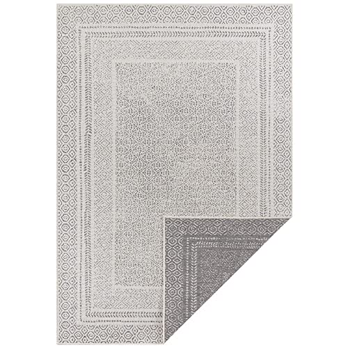 Teppich Boss Flachgewebe Wendeteppich Frame für In- & Outdoor (100% Polypropylen, UV- und Witterungsbeständig, Fußbodenheizung geeignet), Größe:80x150 cm, Farbe:grün/Creme