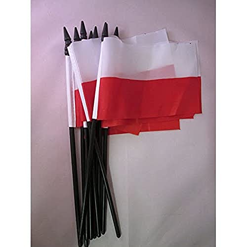 AZ FLAG STOCKFLAGGE Polen 15x10cm - POLNISCHE 10 stück Mini Fahne 10 x 15 cm - flaggen