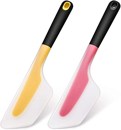 Uooker 2 Stück Omelett Spatel Silikon Antihaft-Omelettschaber, weicher Silikon Spatel rutschfester Griff für Küchenomelett, Silikonpigmentschaber Gebäck Backwerkzeuge