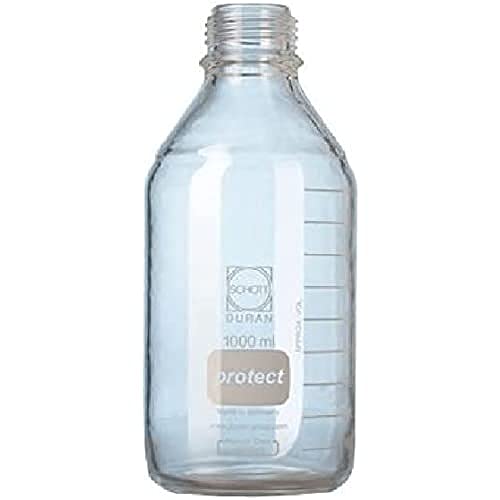 DURAN 21 805 36 PROTECT Laborflasche mit DIN Gewinde, Kunststoffummantelt, Ohne Verschluss und Ausgießring, Klar, 250ml Inhalt, 10 Stück