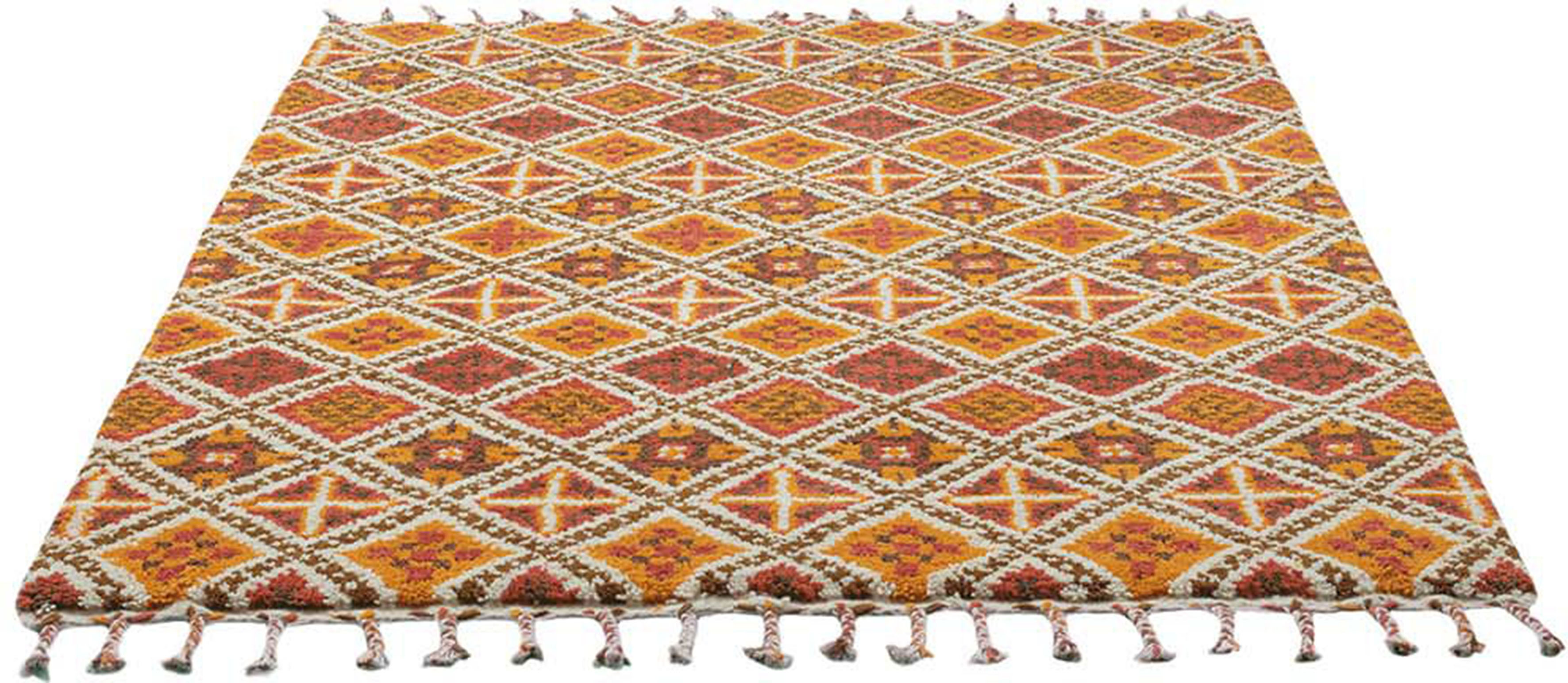 THEKO Wollteppich Marmoucha, rechteckig, 24 mm Höhe, echter Berber Teppich, reine Wolle, handgeknüpft, mit Fransen, Wohnzimmer