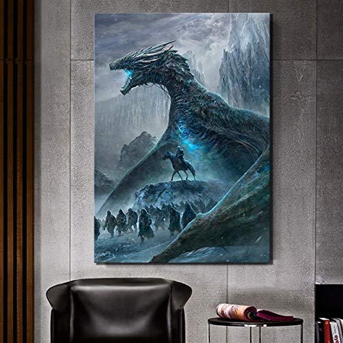HNTHBZ Leinwand-Malerei 1 Stück HD Bilder Game of Thrones Movie Poster Gemälde Zombies Drachen Bild Ölgemälde Wand-Kunst for Hauptdekor No Frame Hanging Gemälde (Size (Inch) : 60cmx85cm)