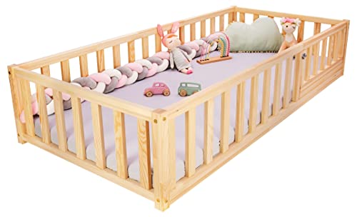 Best For Kids Natur Kinderbett mit Rausfallschutz Montessori 140x200 Ohne Matratze
