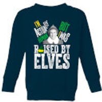 Elf Raised By Elves Kinder Weihnachtspullover - Navy Blau - 9-10 Jahre