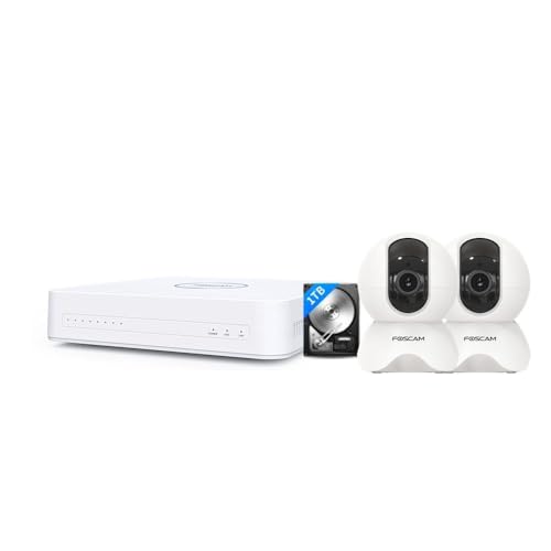 Digitales Full HD Videoüberwachungsset 2 Innenkameras X5 Weiß mit 1TB Festplatte - Foscam