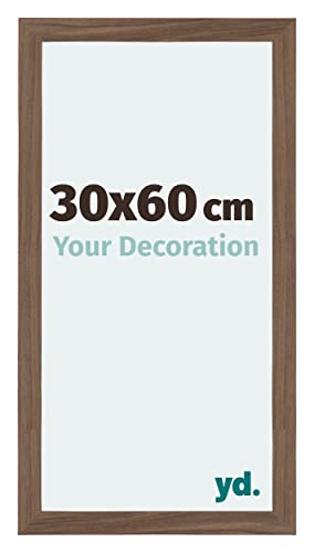 yd. Your Decoration - Bilderrahmen 30x60 cm - Fotorahmen von MDF mit Acrylglas - Antireflex - Ausgezeichneter Qualität - Nussbaum Dunkel - Mura