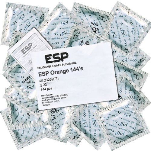 ESP Orange - 144 gelbe Kondome mit Orangen-Aroma, fruchtige Kondome, Vorratspackung