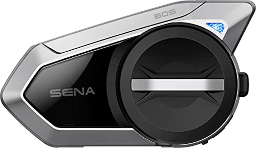 Sena 50S Motorrad Bluetooth Headset mit Drehrad und Sound by Harman Kardon, integriertem Mesh Intercom System und Premium Mikrofon & Lautsprechern 50 Series Schwarz