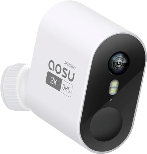 AOSU 2K HD Zusätzliche Überwachungskamera für HomeBase,Überwachungskamera Aussen, PIR Bewegungserkennung, 166°Weitwinkel, Lokale Speicherung, Nachtsicht, IP67 Wasserdicht, Kamera überwachung aussen